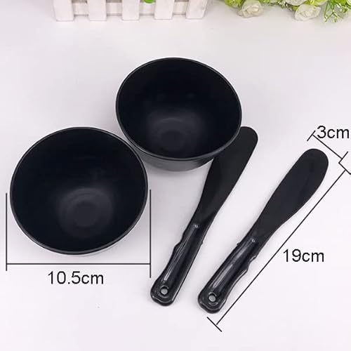 lasenersm 2 Pieces Rubber Facial Mask Mixing Bowl With Plastic Spatula Facemask Bowl Mud Mask Mixing Bowl DIY Skin Care Mixing Tool Kit for Lady Women Home Beauty Salon Use, Black