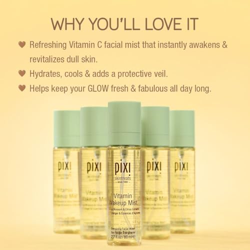Pixi Vitamin-C Wakeup Mist | Helps Cool, Refresh, and Wake Up Skin | Adds Hydration | Boosting Treatment Toner | 2.7 fl oz / 80ml