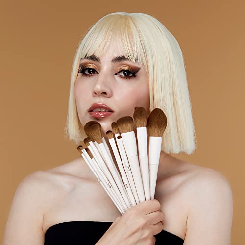 Jessup Makeup Brushes 14Pcs T329 Bundled with Double Sided Makeup Brushes 2Pcs T502