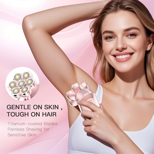 7D Electric Shaver for Women ? Upgraded Electric Razor for Women with Rotary Floating Magnetic Head, Detachable and Waterproof, Painless Hair Remover for Legs, Bikini, Face, Sensitive Skin