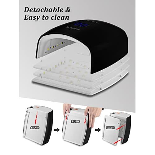 UV LED Nail Lamp, Cordless Gel Polish Dryer for Professional Gel Manicures - Black