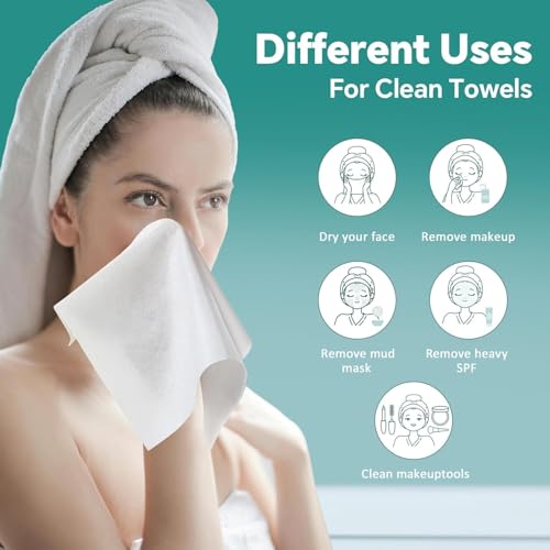 Disposable Face Towels - 100% Cotton Facial Tissues for Dry and Wet Use, Biodegradable Wipes for Makeup Removal and Skin Cleansing, Suitable for Adults and Babies (100 Count, Pack of 3)