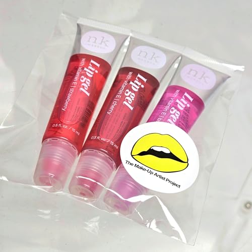 The Make-Up Artist Project 3 Pack Bundle of Assorted Lip Gels - Each set includes CHERRY, STRAWBERRY and BUBBLE GUM- Hydrating Lip Glosses to nourish your lips with Vitamin E, Super Glossy and Thick.