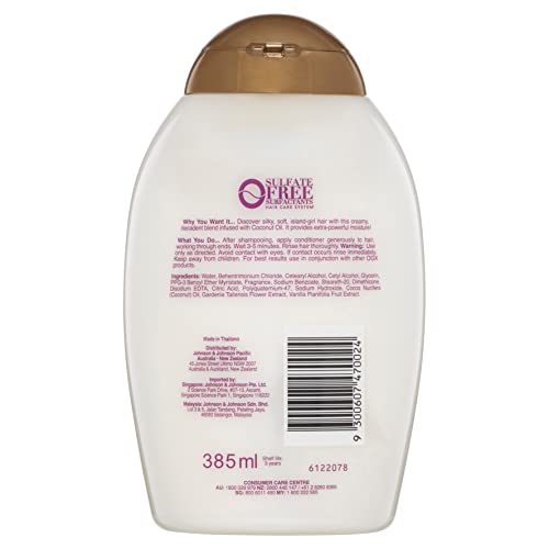 OGX Extra Strength Damage Remedy + Coconut Miracle Oil Conditioner for Dry, Frizzy or Coarse Hair, Hydrating & Flyaway Taming Conditioner, Paraben-Free, Sulfate-Free Surfactants, 13 fl oz (Pack of 2)