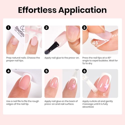 Beetles Fast Dry Nail Glue, Builder Top Coat & Remover Set, Strong Hold & High Shine for Press-On Nails and French Tips, DIY Gift For Women