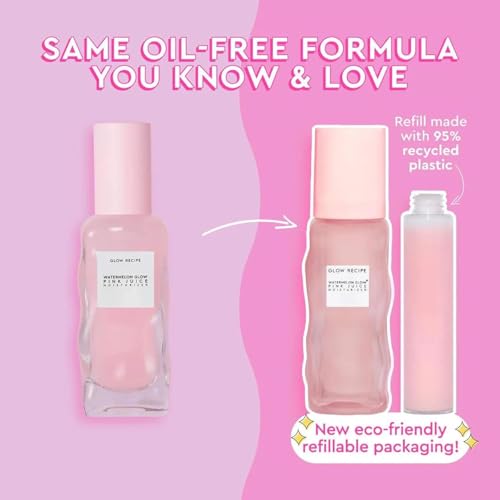 Glow Recipe Refill Pink Juice Water Gel Face Moisturizer for Women, Men & Teens - Hydrating Hyaluronic Acid, Radiance Boosting, Non-Comedogenic, Oil-Free, Lasting Korean Skin Care for Oily Skin, 60ml