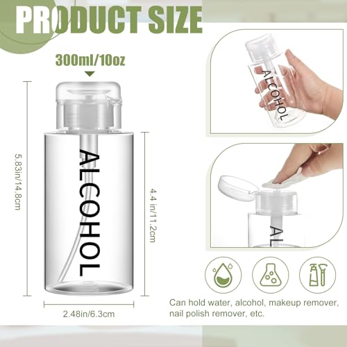 Layhit 18 Pcs 10 oz Alcohol Pump Dispenser Bottle Alcohol Push Down Liquid Dispenser Empty Pumping Bottle Refillable Cosmetic Container for Personal, Salon, Nail Care, Hospital Use (Black)