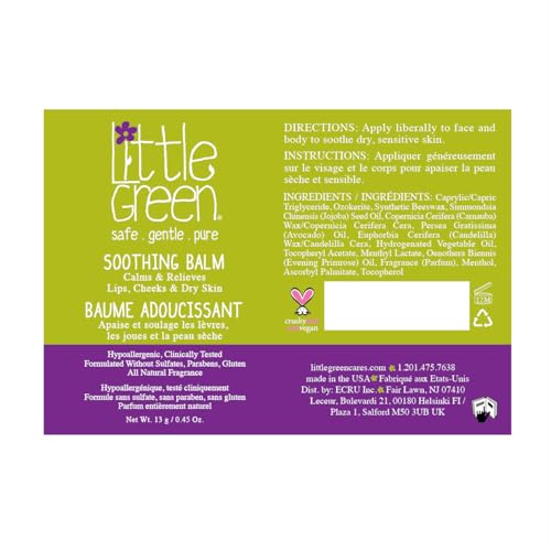 Little Green Soothing Balm, Moisturizing Balm for Baby and Kids Chapped Lips, Cheeks & Dry Skin