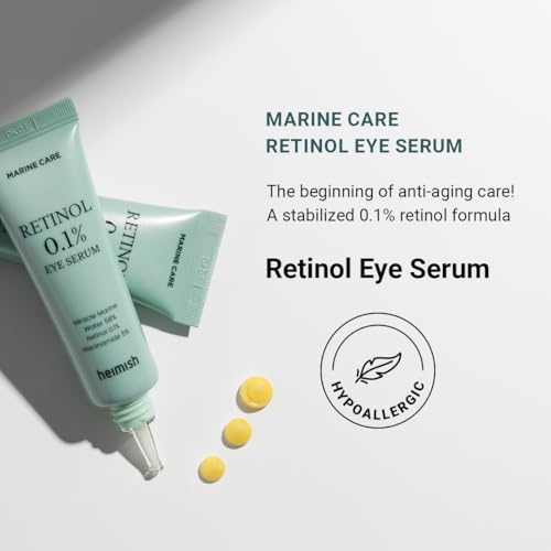 HEIMISH Marine Care Retinol 0.1% Eye Serum - Anti Aging Serum, Eye Serum for Firming, Anti Wrinkle, Skin Elasticity, Hydrating with Retinol, Hyaluronic Acid, Lighweight, Non-sticky, 1.0fl.oz/30ml
