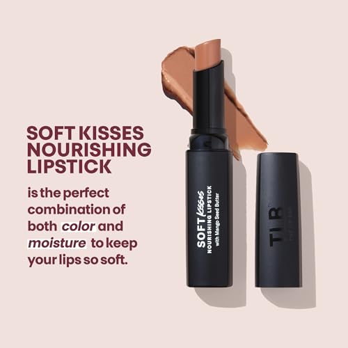 The Lip Bar Soft Kisses Nourishing Vegan Lipstick, with Moisturizing Mango Seed Butter, Satin Finish, Goal Mine - Soft Pink Nude