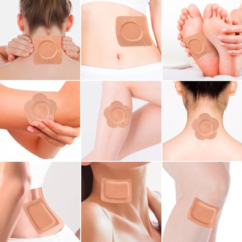 32Pcs Castor Oil Pack Patches Set for Waist Stomach Belly, Highly Absorbent Self-Adhesive Organic Cotton Pads, Leak Free, Portable Disposable for Daily Travel