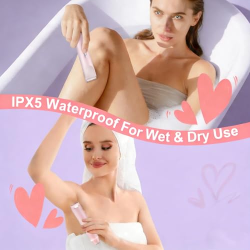 Women Trimmer for Pubic Hair, Womens Shaver for Pubic Hair, Waterproof Painless Bikini Trimmer Electric Razor for Women Teen Girl Gifts, Purple