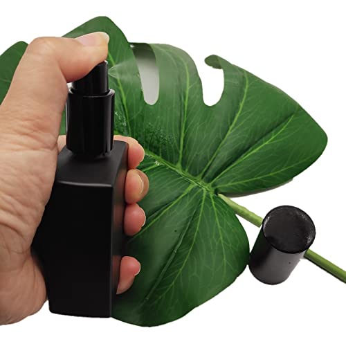 8PCS Square Glass Spray bottle,1.7oz Small Refillable Container with Fine Mist sprayer,Perfume bottle (50ml, Matte Black)