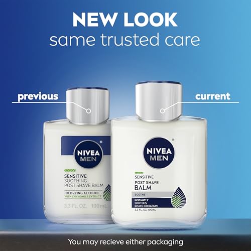 NIVEA MEN Sensitive Post Shave Balm, with VitaminPro Complex, Alcohol Free After Shave Balm for Men, 3.3 Fl Oz Bottle