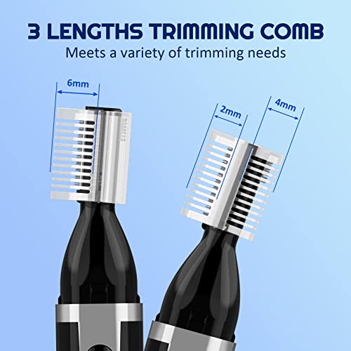 Eyebrow Trimmer Electric Eyebrow Razor for Men, Rechargeable Facial Hair Shaver Painless Detail Trimmer with Rinseable Blade for Face Beard Neck (Black)