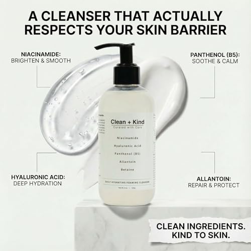 Daily Facial Cleanser for Sensitive Skin ? Gentle Non Stripping Face Wash with Niacinamide & Hyaluronic Acid ? Removes Makeup, SPF & Oil While Supporting Skin Barrier