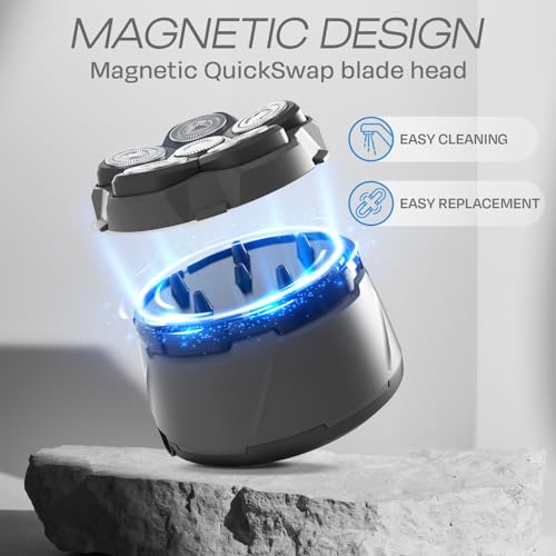 HUMMINGBIRD MK3 Stealth Edition Electric Head Shaver - 6 Blade Electric Razors for Men, Cordless USB-C Rechargeable Waterproof Head Shaver with One Additional Magnetic Replacement Blade