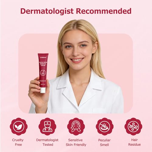 Painless Facial Hair Removal Cream for Upper Lip, Chin and Peach Fuzz - Women's Depilatory Cream Kit with Soothing Cream, Fast Acting 4-Min Formula Safe for Sensitive Skin,2.04 FL oz(Box of 1)