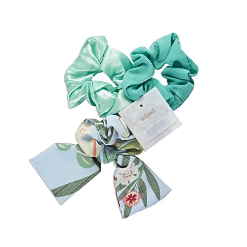Scunci Trend Collection Satin Scrunchies Hair Ties, Mint, 3-Pieces