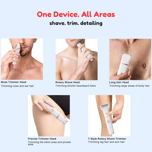 5-in-1 Bikini Trimmer for Women, Waterproof Electric Shaver & Electric Razor for Women, Cordless Hair Trimmer with 5 Heads, Rechargeable Wet/Dry Use Womens Shaver