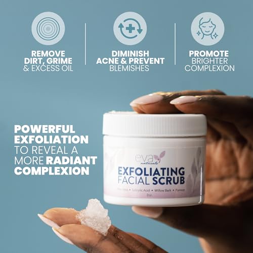 Eva Naturals Exfoliating Facial Scrub ? Gentle Microdermabrasion Face Exfoliator with Pumice & Botanical Extracts ? Facial Wash to Clear Blackheads, Acne, and Dead Skin for Smooth, Radiant Skin - 2 oz
