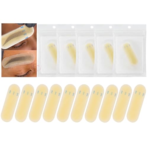 10pcs/box Transfer Eyebrow Skin Sticker Silicone Eyebrow Protection Waterproof Tape Permanent Tattoo Training Real Operation Practice (10pcs/bag)