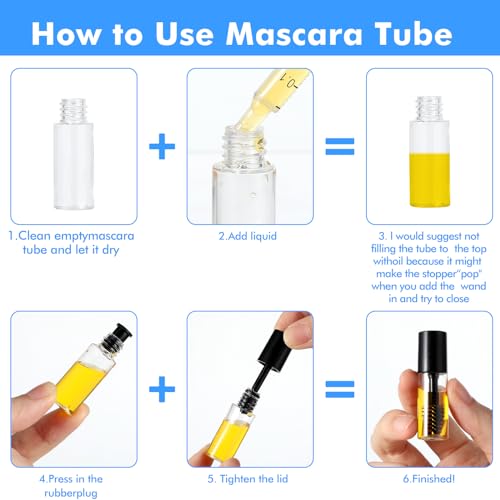 27Pcs Empty Mascara Tubes with Wand Mini 3ml Empty Mascara Bottles with Brush Rubber Inserts Small Sample Size Eyelash Growth packing Tube Container for Travel(Black)