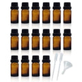 50Pack Set 10ML Amber Glass Bottle with Orifice Reducer and Cap Small Essential Oil Vials (10ML)