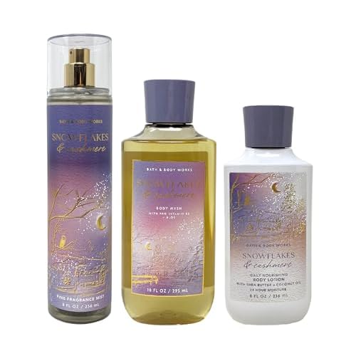 Bath & Body Works - Snowflakes & Cashmere - Daily Trio - Gift Set - Shower Gel, Fine Fragrance Mist and Body Lotion ? (Packaging Varies)