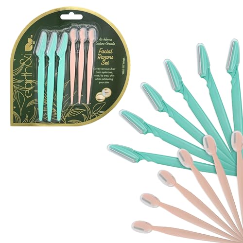 Earth & I 12 Count Dermaplaner Razor for Face 2 Sizes, Ladies Face Shaver for Peach Fuzz, Micro Blade Facial Razors for Women, Brow Shaper, Derma Blade, Dermabrasion, Facial Tools for Estheticians