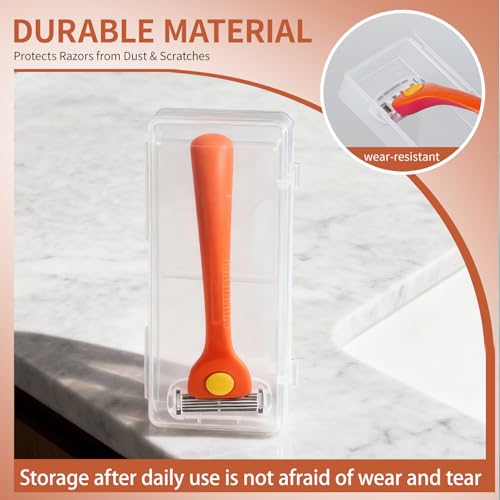 Razor Travel Case Compatible with Billie, 2 Pack Razor Protector Transparent Cover, Portable Plastic Shaver Storage Case with Double Clasp, Travel Holder for Razors and Blades, for Men and Women