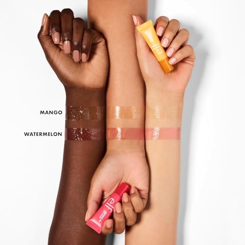 e.l.f. Squeeze Me More Lip Balm Duo, Moisturizing Balm For A Sheer Tint Of Color, Made With Hyaluronic Acid, Vegan & Cruelty-Free, Mango & Watermelon (Pack of 2)