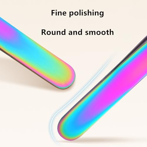2 Pairs Rainbow Stainless Steel Curved Pointed Craft Tweezers with 2 Leather Bags for DIY Crafts, Precision Micro Tweezers for Eyelash Extensions, Electronics, and Laboratory Works