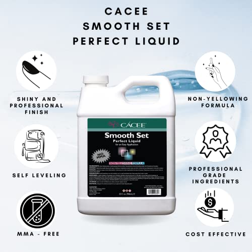 Cacee Smooth Set Perfect 32 oz Non-Yellowing Acrylic Liquid Monomer - Monomer Acrylic Nail Liquid for Superior Adhesion, Low Odor, Compatible with All Acrylic Powder Sets