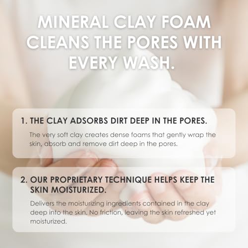 Fleuri - Mineral Clay Foam - Gentle Face Cleanser, Face Wash, Daily Facial Cleanser for Sensitive Skin, Moisturizing Face Wash for Normal to Dry Skin, Made in Japan, 3.5 fl oz, 100g