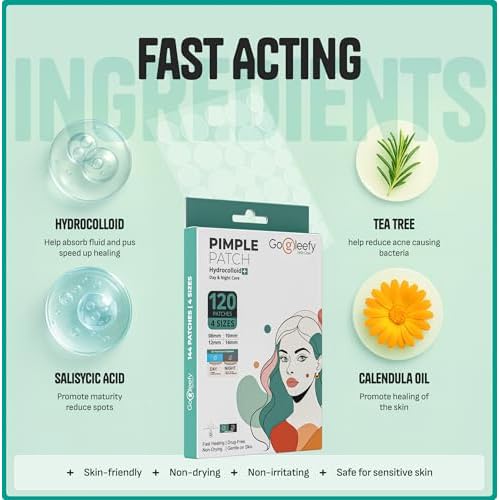 Pimple Patches for Face ? Day & Night Acne Patches for Fast Healing, Skin Clarity ? Invisible Hydrocolloid Patches, Waterproof Spot Treatment ? All Skin Types Zit Patches of 60/120/180