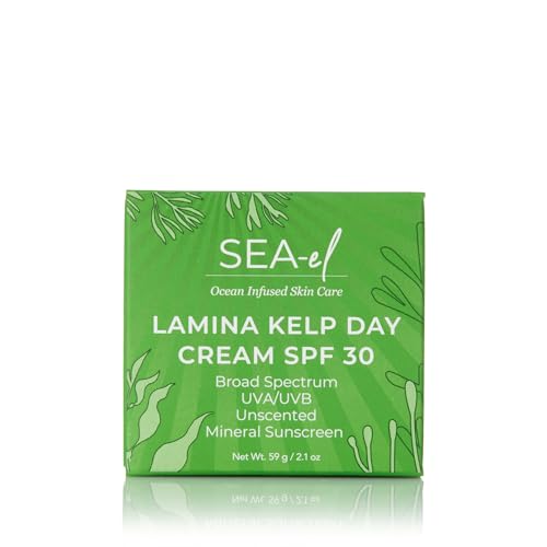 Lamina Kelp Day Cream 30 SPF, Broad Spectrum, UVA/UVB, Unscented, Mineral Sunscreen, Ocean and Kelp Friendly 2.1 oz/59 g