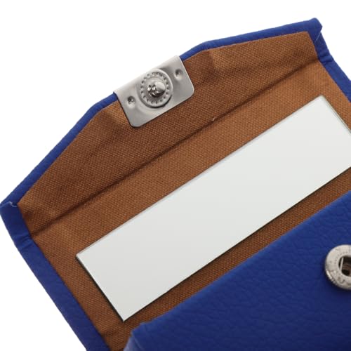 Womens Wallet PU Leather Lipstick Case with Mirror Lipstick Holder Portable Organizer Travel Cosmetic Containers for Gloss Blue Womens Wallets