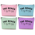 4PCS Beach Vacation Essentials Makeup Bag, Cute Cosmetic Bags for Women, Beach Accessories Travel Toiletry Bag Girls Trip Weekend Gifts for Women Besties Mom Summer Vacation Christmas Mothers Day