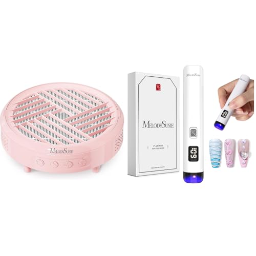 MelodySusie Nail Dust Collector with Handheld UV Light for Gel Nails