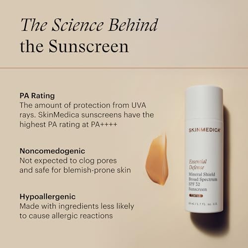 SkinMedica Essential Defense Mineral Shield SPF 32 Tinted Sunscreen for Face. This Lightweight, Facial Sunscreen is Ideal for Oily and/or Combination Skin, NEW PACKAGING, 1.7 Oz