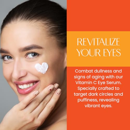 Vitamin C Under Eye Serum - Anti-Aging, Reduces Puffiness, Dark Circles & Wrinkles, Hydrating - Dermatologist Tested, Korean Skin Care - 1 oz / 30 ml