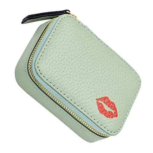 Kichvoe Portable Lipstick Makeup Bag Small Pu Leather Cosmetic Pouch with Mirror for Travel Daily Use Organizer for Lipstick Cards Jewelry