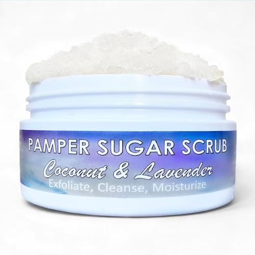 Coconut Lavender Scrub Exfoliator for Face & Body | Handmade Small-Batch in California | All-Natural Sugar Scrub for Moisturizing, Glowing Skin | Cruelty-Free & Vegan