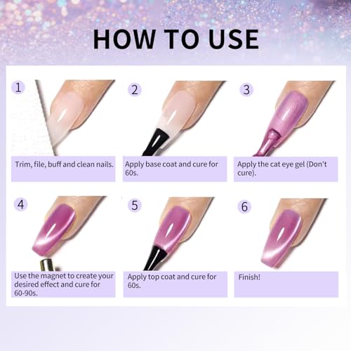 10ml Gel Cat Eye Nail Polish Kit - 18Pcs Cat Eye Magnetic Nail Polish With Magnetic Iron Rod Double Ended Nail Tool, Long-Lasting and Non-Fading Creating Fashionable Manicures