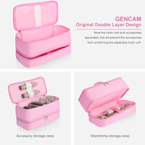 Double-Layer Carrying Case for Shark Flexstyle, Travel Case for Shark 430/440 Flex Style, Portable Storage Bag for Shark Flexstyle/Dyson Airwrap Styler and Attachments (pink)