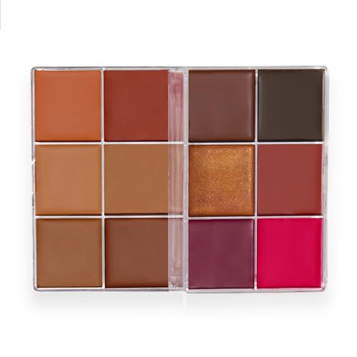 Revolution Everything Base Face Icon Complexion Palette, Multi-Use Cream Contour, Concealer, Corrector, Highlighter & Blush Kit, Vegan & Cruelty-Free, Dark