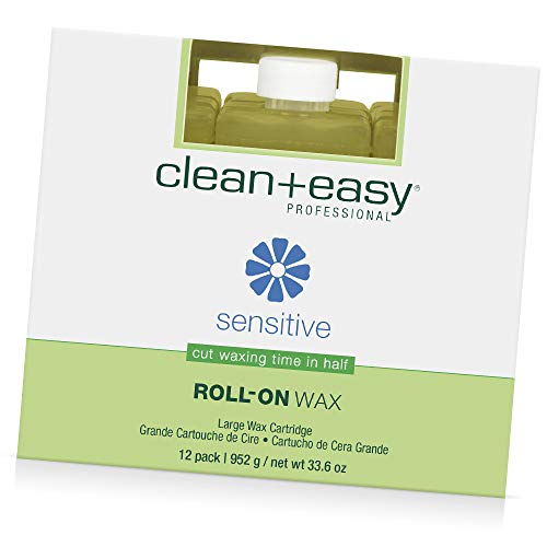 Clean + Easy Large Sensitive Roll On Wax Refill ? Large Wax Refill for Cartridges, Quick & Easy Hair Removal, 12 Pack