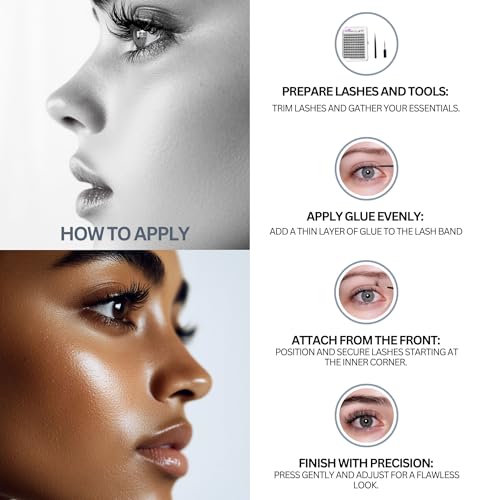 DIY False Eyelashes, Lash Clusters, Lengthening Wisps 9mm-16mm Contact Lens Friendly, Easy to Apply, Reusable Strip Lashes (E5-280, 16mm) Thickness 0.03mm Lash Clusters