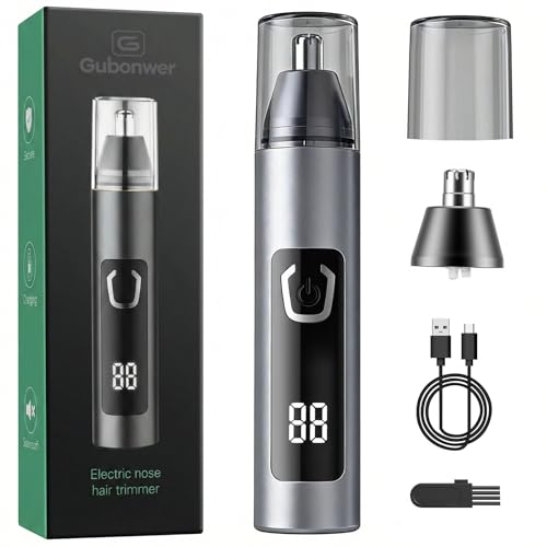Electric Nose Hair Trimmer for Men Women,Nose & Ear Hair Trimmer,USB-C Charge,Low Noise, Ergonomic Design,Digital Battery Display,Long Lasting, Detachable Washable Head,Mens Nose Trimmer,Ear Hair